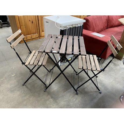 206 - IKEA ‘Tarno’ Acacia folding garden table 70H 55W 54D and 2 chairs