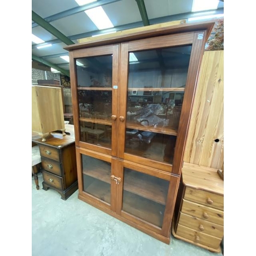 215 - Good quality mahogany glazed 4 door bookcase 180H 120W 32D