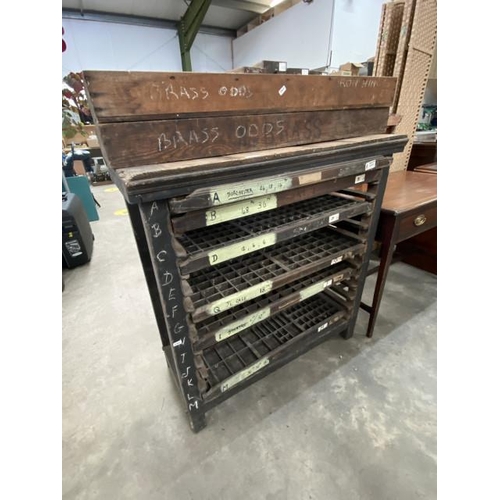 224 - Antique typesetting chest (as found) 104H 99W 46D