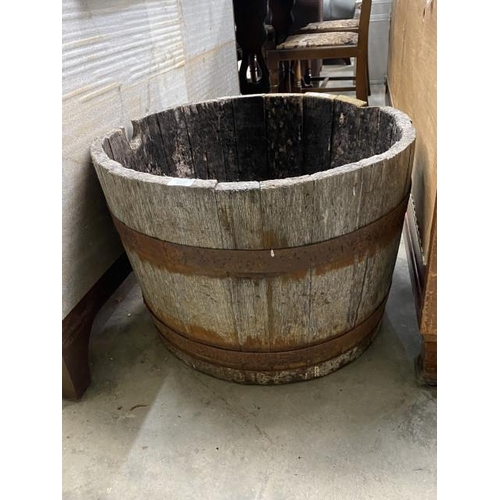 23 - Oak half barrel planter 45H 62cm diameter