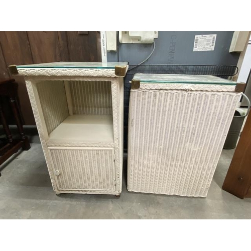 230 - Lloyd Loom style bedside cabinet 64H 41W 41D and a matching linen box 59H 41W 29D