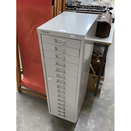 255 - Bisley 15 drawer metal filing cabinet 94H 28W 42D