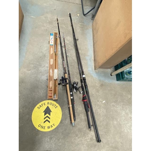 271 - Fishing rods inc. D.A.M. (German) quiver tip rod 2 piece 9 1/2 feet, Shakespeare rod, Stillwater Pro... 