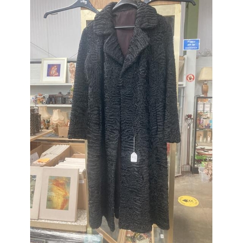 282 - Black Karakul Swakara fur long coat, no size (Length 112cm)