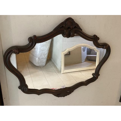 301 - Ornate mahogany effect framed mirror 90x69cm