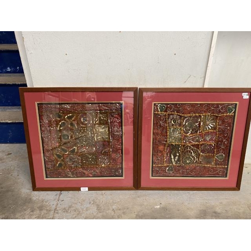 302 - 2 framed Middle Eastern embroidered panels 56H 56W