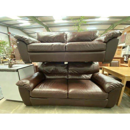 32 - 2 Natuzzi ‘Editions’ brown leather settees 210W