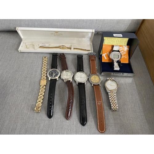 345 - 8 watches inc. Timex, Seiko, Suhler, Rotary, Unique etc. (One glass A/F)