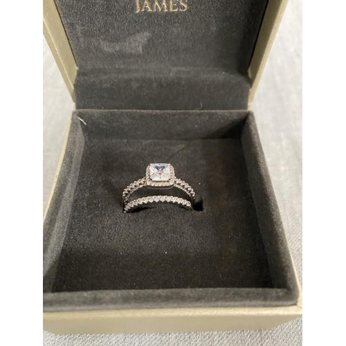 347 - Warren James 925 silver & zirconia ring set (size S 1/2)