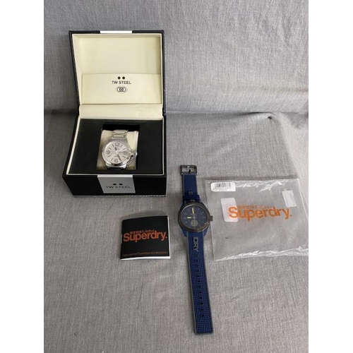 353 - Superdry Navigator SYG214U watch with booklet & cased TW Steel TW304 watch