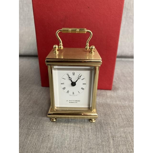 371 - Boxed A. Fattorini, Harrogate carriage clock (Battery operated) 5.5W 8H 4.5D