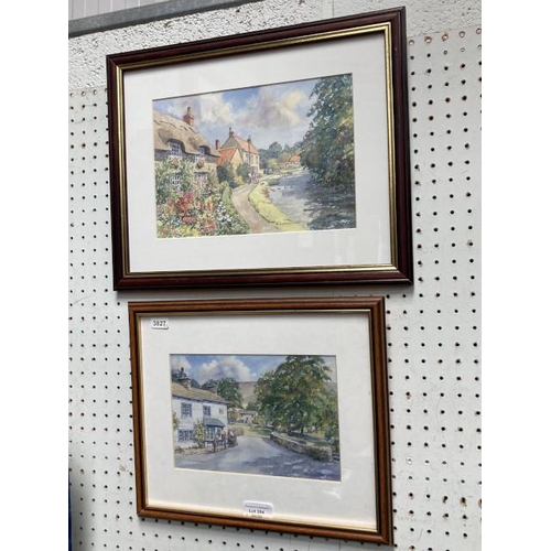 394 - Two framed B. Claughton watercolour prints of Yorkshire scenes  33x28cm & 40x32cm