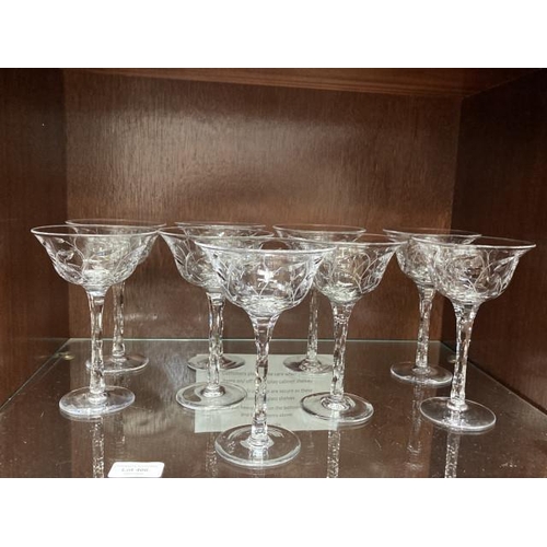 406 - 9 Tudor long stemmed wine glasses