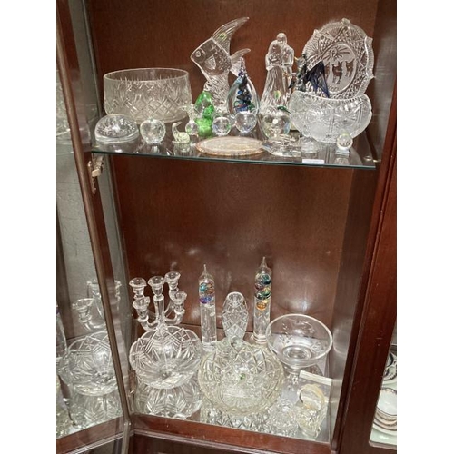 408 - Collection of glassware inc. 3 Waterford figurines, Stuart bowl, Royal Doulton candelabra, paperweig... 