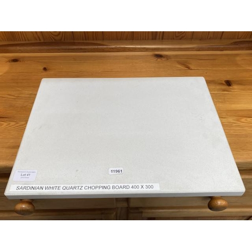 41 - Sardinian white quartz chopping board 400 x 300mm