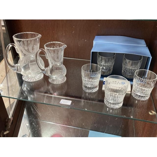 411 - 5 Wedgwood crystal Thirlmere tumblers (2 boxed), Edinburgh Crystal 