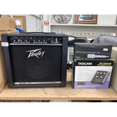 436 - Peavey Blazer 158 amp, Sony one point stereo microphone F-99B & Tascam US-44MKII audio interface