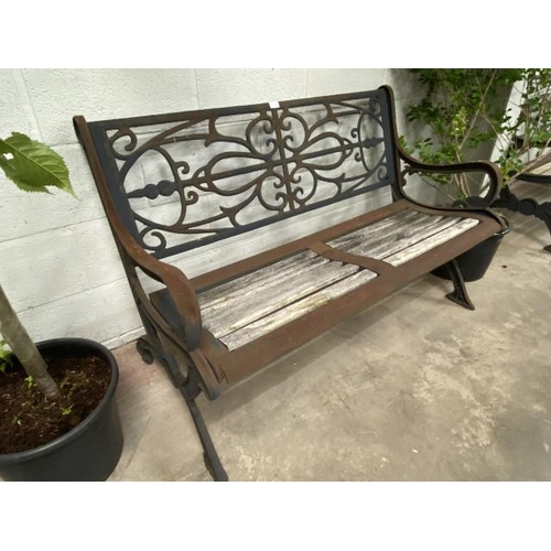 6 - Good quality iron framed garden bench 130W