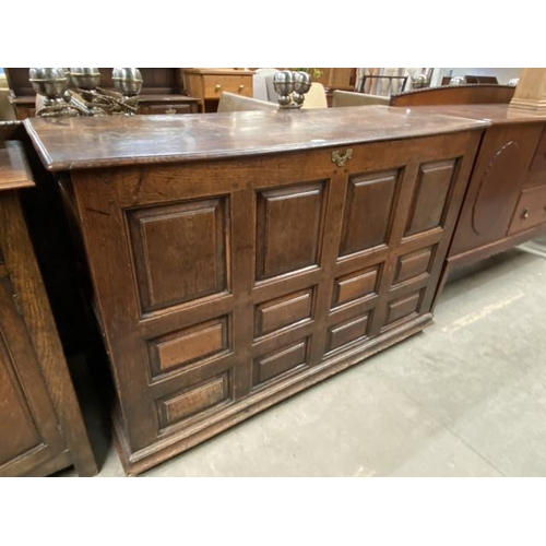 72 - Antique oak panelled coffer 96H 148W 56D (as found)