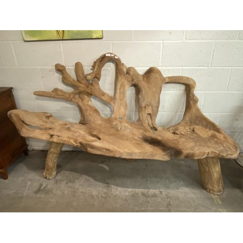 79 - Natural teak root bench 180W