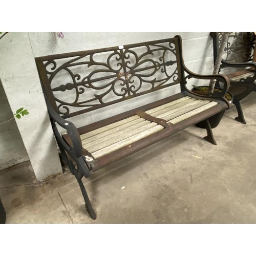 8 - Good quality iron framed garden bench 130W