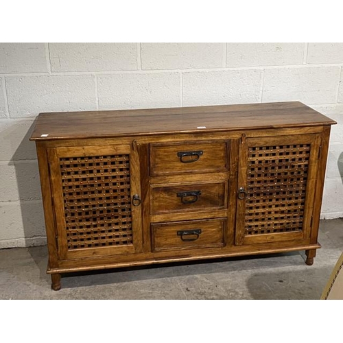 81 - Sheesham wood Asian sideboard with 3 drawers/2 doors 80H 140W 44D