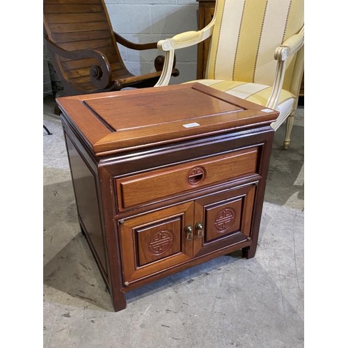 88 - 20th century Asian, teak bedside cabinet 51H 51W 43D