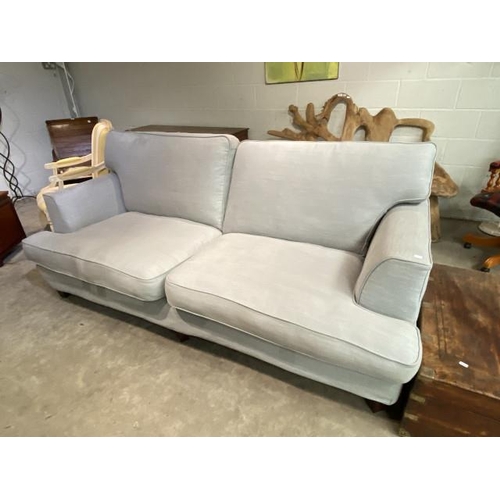 89 - Duck egg blue linen upholstered settee 220W