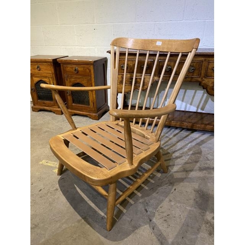 98 - Ercol 'Evergreen' elm armchair (no cushions) 71W