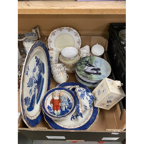 431 - Collection of part tea sets inc. Royal Vale, Doulton, Booths 'Real Old Willow', glass storage jars i... 