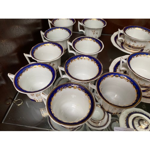 407 - 37 piece 18th/ 19th century porcelain tea service (Two cups with repair- as seen)