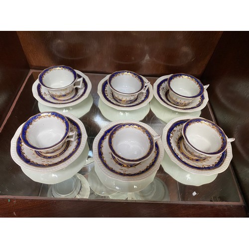 407 - 37 piece 18th/ 19th century porcelain tea service (Two cups with repair- as seen)