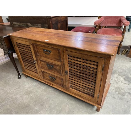 103 - Sheesham wood Asian sideboard with 3 drawers/2 doors 80H 140W 44D