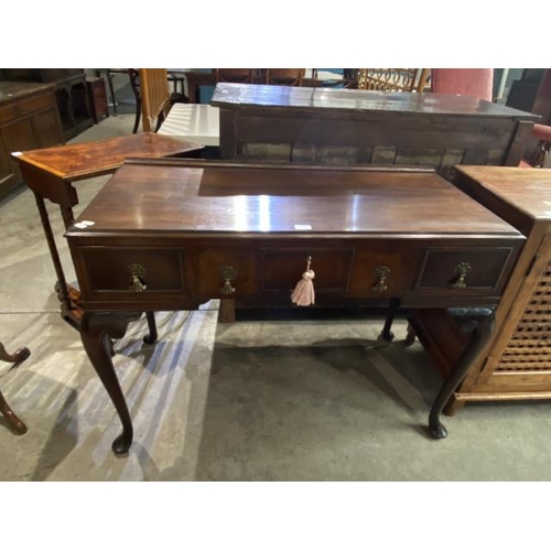 104 - Waring & Gillow walnut and mahogany desk 78H 107W 50D