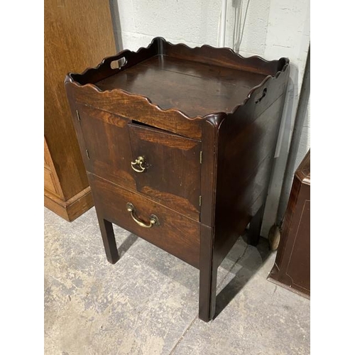 105 - George lll mahogany, tray top night stand 81H 50W 45D