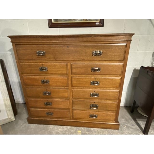 106 - Edwardian oak multi drawer chest 123H 131W 49D