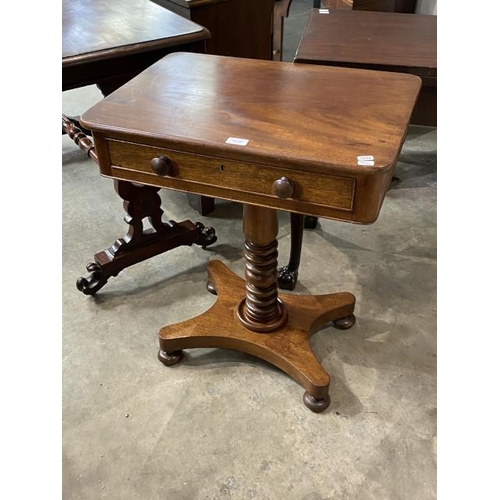 109 - Victorian mahogany single drawer side table 74H 61W 43D