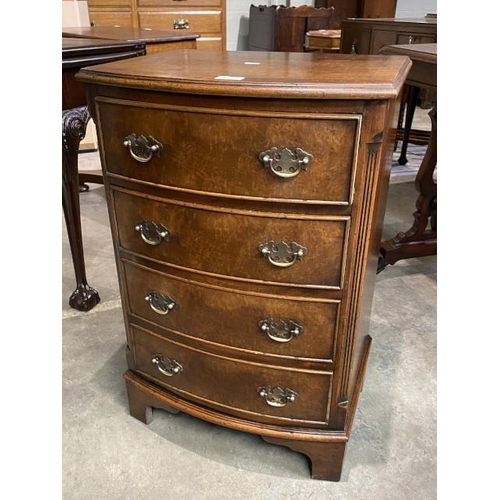 113 - Walnut 4 drawer bow fronted chest 75H 49W 39D