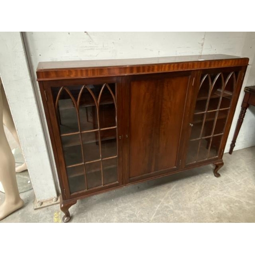 123 - Chippendale style mahogany display cabinet 107H 138W 26D