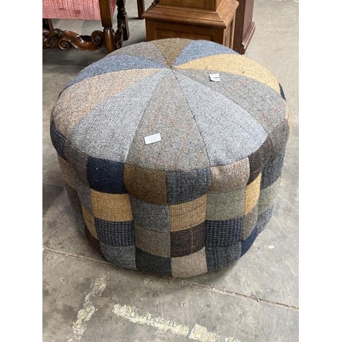 124 - Harris Tweed foot stool 70cm diameter