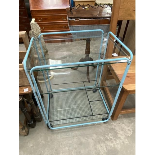 152 - Mid century metal/glass trolley 72H 61W 46D