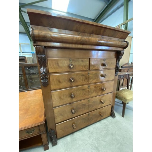 173 - Victorian mahogany Scotch chest with 7 drawers (moulding missing to sides, missing base/plinth150H 1... 