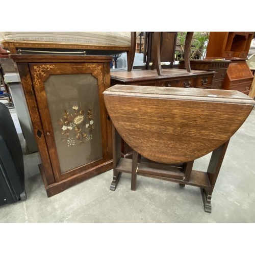 184 - 19th century French walnut music cupboard with shelves to the interior 91H 56W 34D and an Art Deco o... 