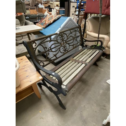 27 - Good quality iron framed garden bench 130W