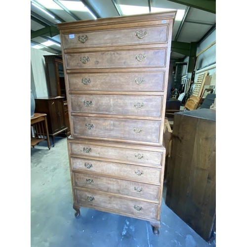 54 - Mid century walnut chest on chest by Dillon 170H 81W 48D