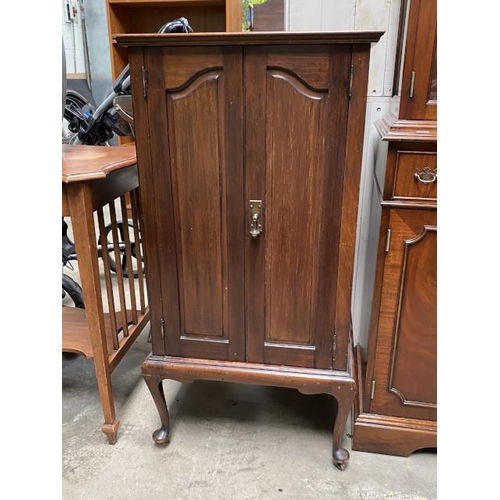 63 - Edwardian mahogany 2 door cupboard 104H 53W 46D