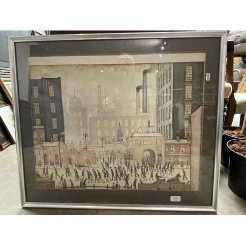 82 - Silver gilt L.S. Lowry print ‘Coming From The Mill 1930’  66 x 77cm