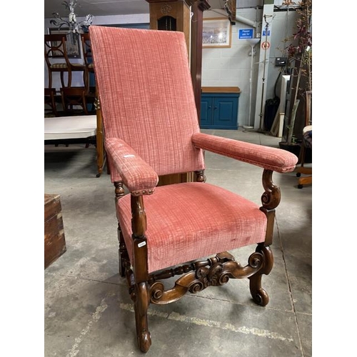 95 - 17th century style walnut framed armchair 67W