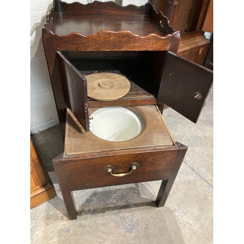 105 - George lll mahogany, tray top night stand 81H 50W 45D