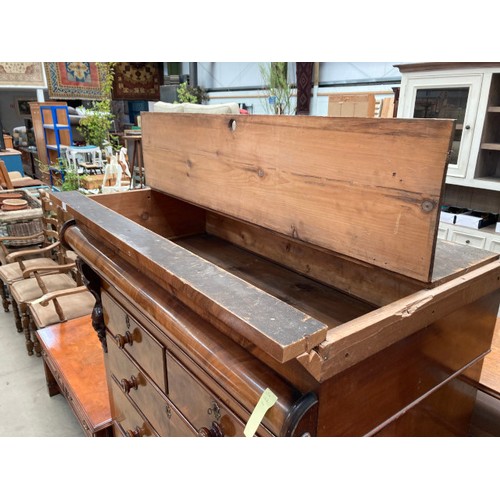 173 - Victorian mahogany Scotch chest with 7 drawers (moulding missing to sides, missing base/plinth150H 1... 